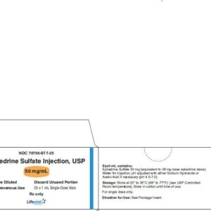 Ephedrine Sulfate 50 mg/1 ml SDV 25/pack (LC)