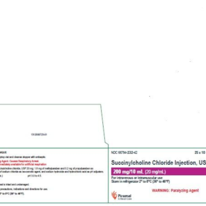 Succinylcholine 200 mg/10 ml vial - 25/pack (refrigerated)