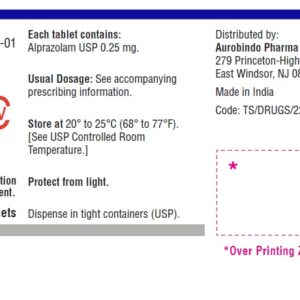 Alprazolam 0.25mg Tablets - 100ct (C-IV) (CSA2882)
