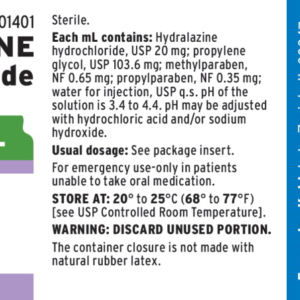 Hydralazine 20 mg/mL 1 ml- 25 SDV