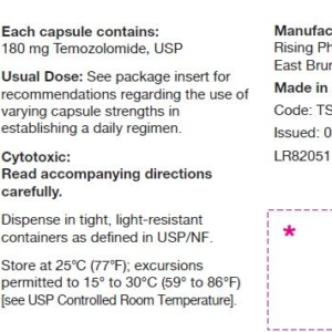 Temozolomide 180 mg Capsules - 5/pk