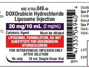 Doxorubicin Liposomal 20 mg/10 ml vial (Refrigerate)