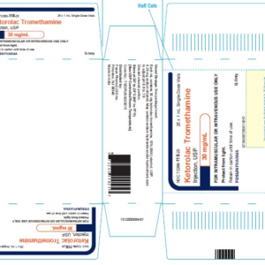 Ketorolac 30 mg/1 ml  - 25/pack***