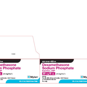 Dexamethasone Sodium Phosphate 20 mg/5 ml vial (4 mg/ml)- 25/pack