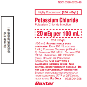 Potassium Chloride 20 mEq/100 mL - 24/pk (2B0827)