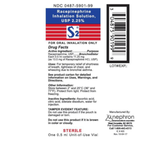 S-2 Racepinephrine 2.25% 0.5 ml INH - Pack of 30