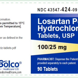 Losartan/HCTZ 100/25mg tablets - 90ct