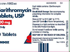 Clarithromycin 500mg tablets - 60ct