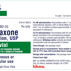 Ceftriaxone 1gm SDV 25