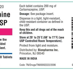 Carbamazepine 200 mg tablet - 100/ btl