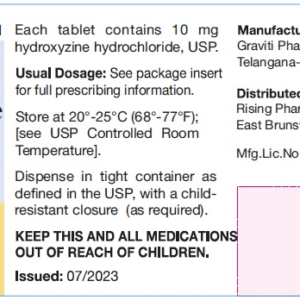Hydroxyzine HCl 10 mg tablets - 100/btl