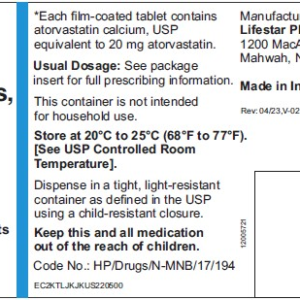 Atorvastatin 20 mg tablets - 1000/btl