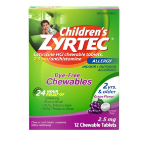 Zyrtec Children's Allergy Grape Chewable Tablets - 12ct