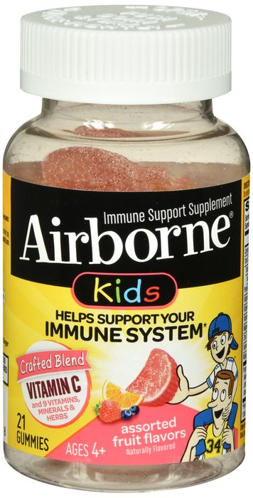 Airborne Kids Gummies Assorted Fruit - 21ct