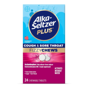 Alka Seltzer Plus Cough & Sore Throat Raspberry Chewables - 24ct