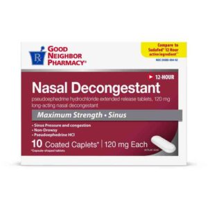GNP Pseudoephedrine Hydrochloride ER 12hr 120mg Caplets - 10ct (LC)
