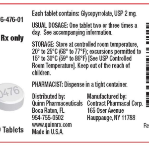 Glycopyrrolate 2 mg tablets 100 ct