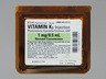 Vitamin K (phytonadione) 1 mg/0.5 ml ampule - pack/25