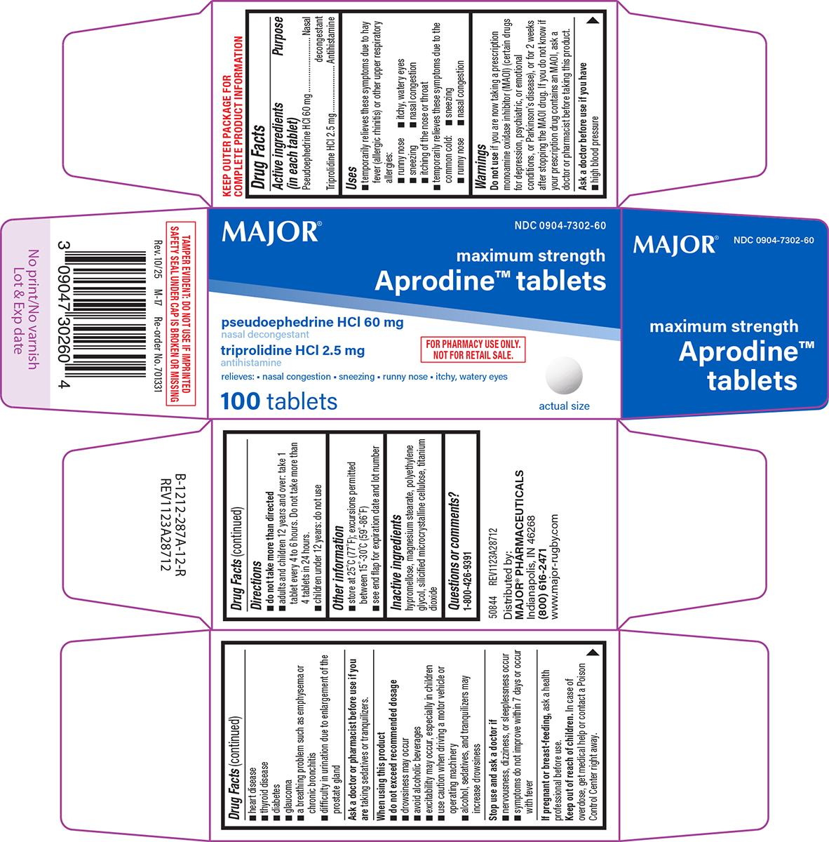 Aprodine 60-2.5mg tabs - 24/ct (LC)