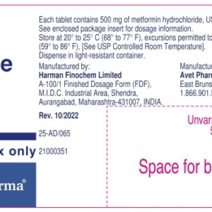 Metformin 500mg tablets - 100ct