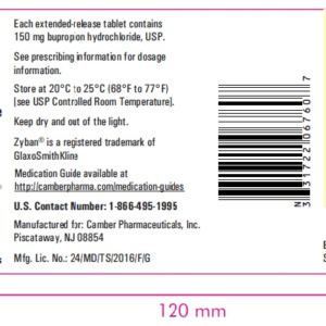 Bupropion 150 mg E-R tablets - 60/ btl