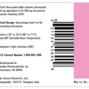 Atorvastatin 40 mg tablets - 90ct