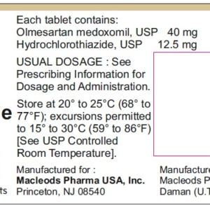 Olmesartan Medoxomil HCTZ 40/12.5mg tabs - 30/ btl
