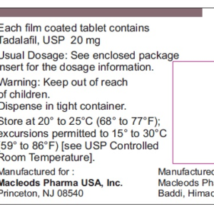 Tadalfil 20mg tablets - 30ct