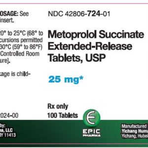 Metoprolol Succinate 25mg ER Tablets - 100ct