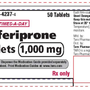 Deferiprone 1000 mg tablet - 50/bottle