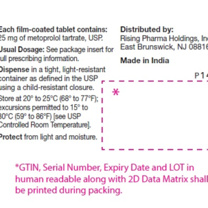 Metoprolol Tartrate 25mg tablets - 100/btl