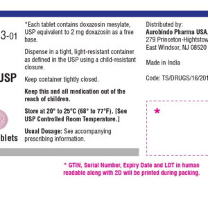 Doxazosin 2mg Tablets, USP - 100ct