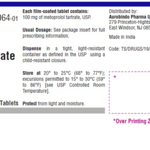 Metoprolol Tartrate 100 mg tablets - 100/btl