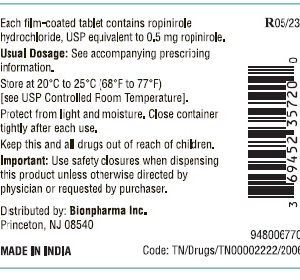 Ropinirole 0.5mg Tablets - 100/btl