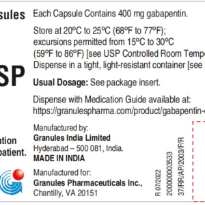 Gabapentin 400mg Capsules - 100ct