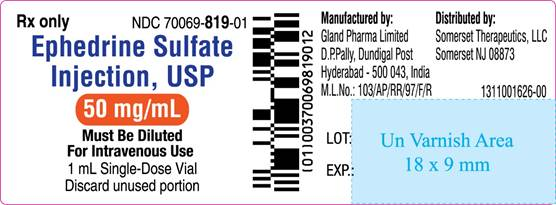 Ephedrine sulfate 50 mg/1 ml vial - 10/pack (L.C.) (CSA 8113)