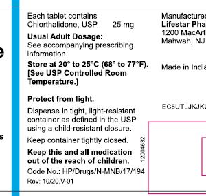 Chlorthalidone 25 mg tablets - 100/ btl