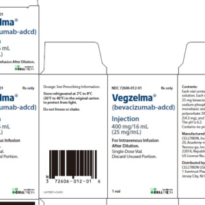 Vegzelma (bevacizumab) 400 mg/16 ml vial (refrigerate)