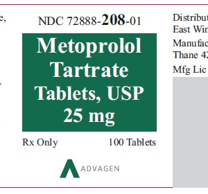 Metoprolol Tartrate 25 mg tablets - 100/ btl