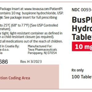 Buspirone 10 mg tablets - 100 ct