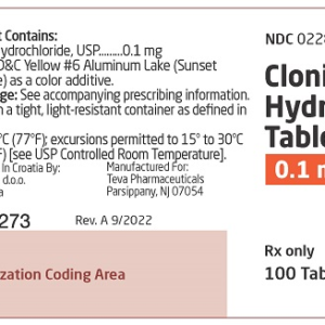 Clonidine 0.1 mg tab 100 ct