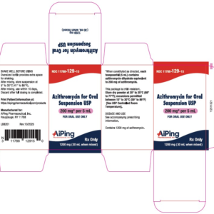 Azithromycin 200 mg per 5 mL Oral Susp. - 30 mL/btl ( when reconstituted )