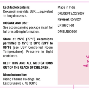 Doxazosin 4mg tablets - 100ct