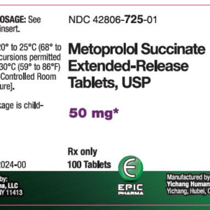 Metoprolol Succinate 50mg ER Tablets - 100ct