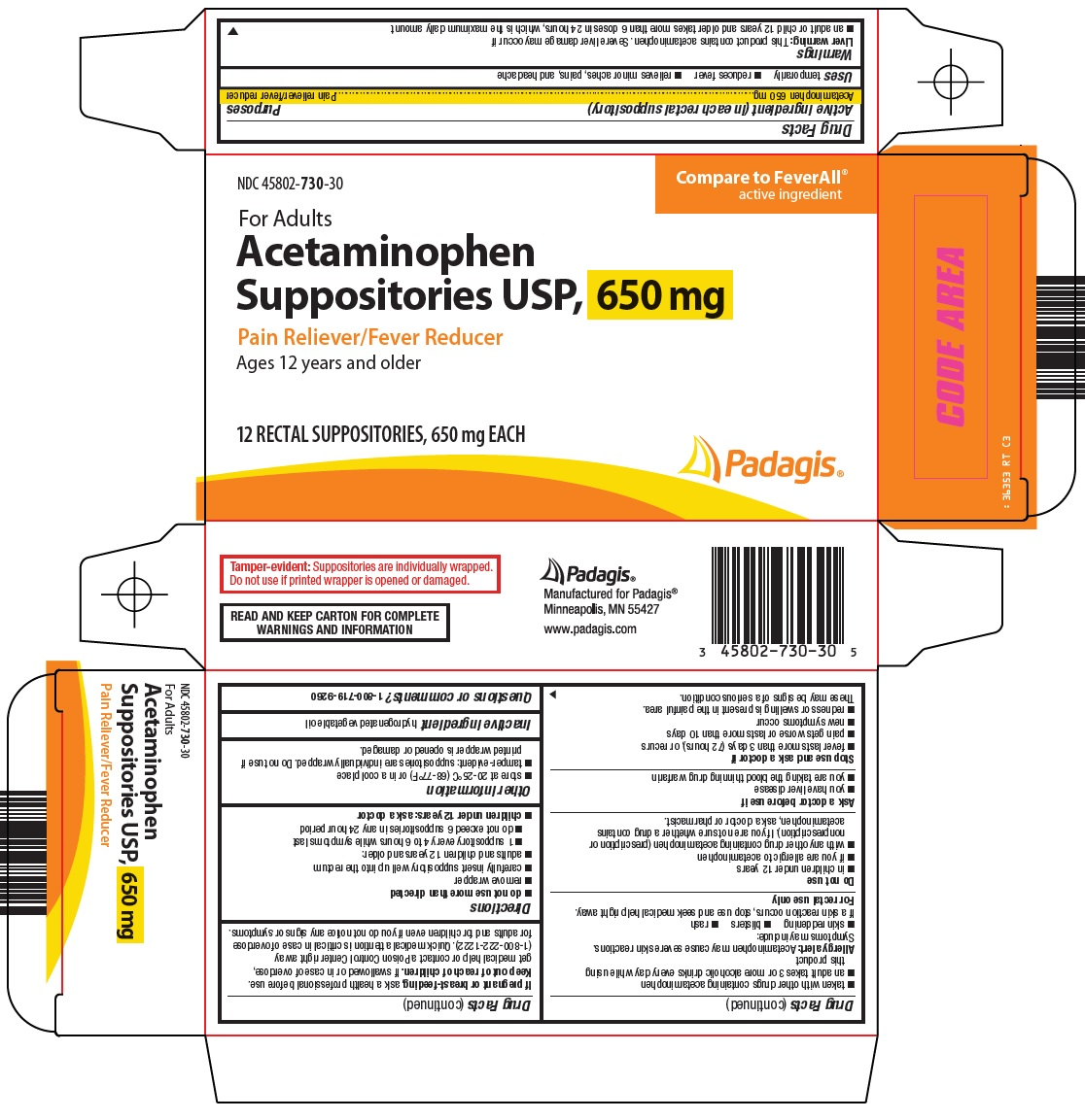 Acetaminophen Suppositories 650mg - 12ct