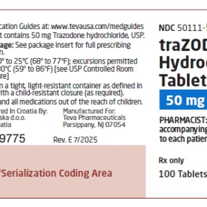 Trazodone 50mg Tablets - 100ct