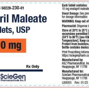 Enalapril Maleate 10mg tablets - 100ct