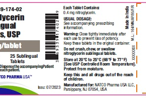 Nitroglycerin 0.4 mg S/L tabs 25 ct