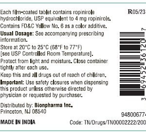 Ropinirole 4 mg tablets - 100/btl