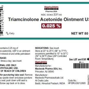 Triamcinolone Acetonide 0.025% Ointment - 80gm